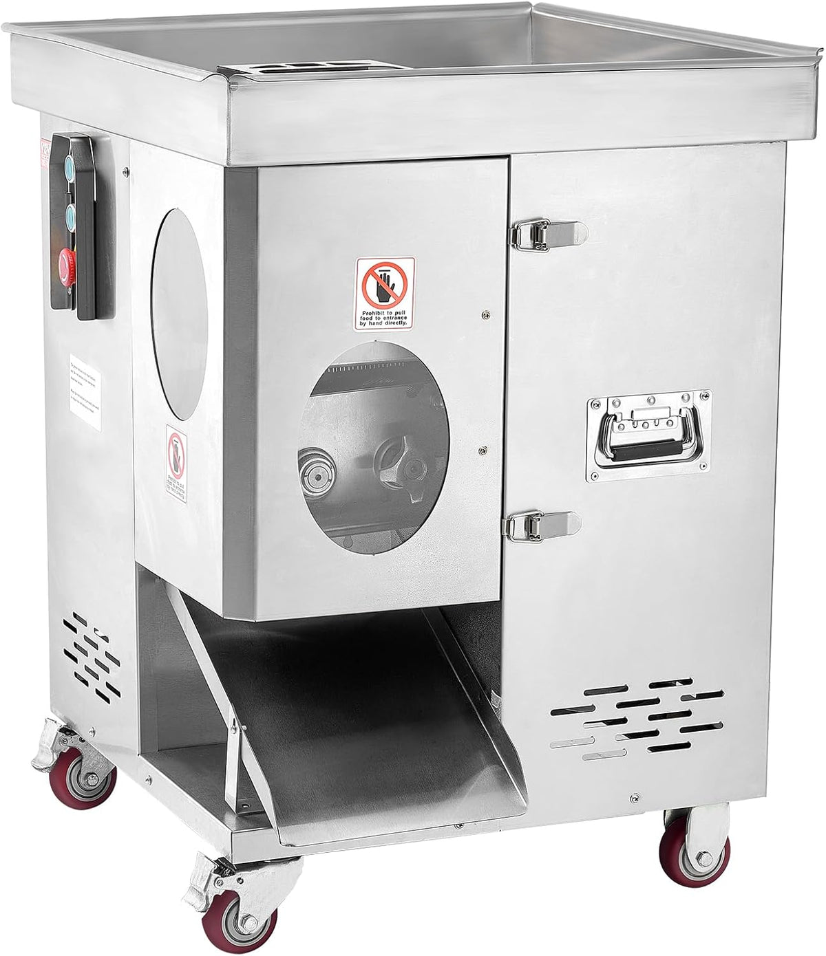 850W Meat Slicer, Commercial Meat Cutting Machine, Stainless Steel, 5 mm Thickness, Detachable Blades, Electric Food Slicer for Home Kitchen Restaurant Supermarket
