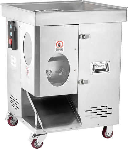 850W Meat Slicer, Commercial Meat Cutting Machine, Stainless Steel, 5 mm Thickness, Detachable Blades, Electric Food Slicer for Home Kitchen Restaurant Supermarket