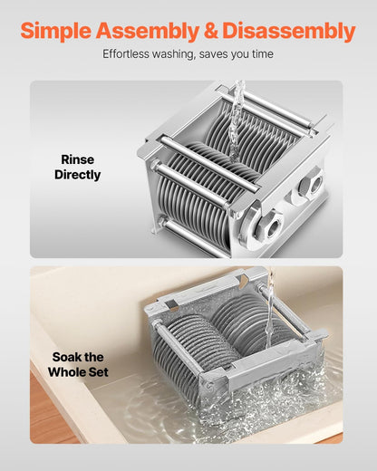 850W Meat Slicer, Commercial Meat Cutting Machine, Stainless Steel, 5 mm Thickness, Detachable Blades, Electric Food Slicer for Home Kitchen Restaurant Supermarket