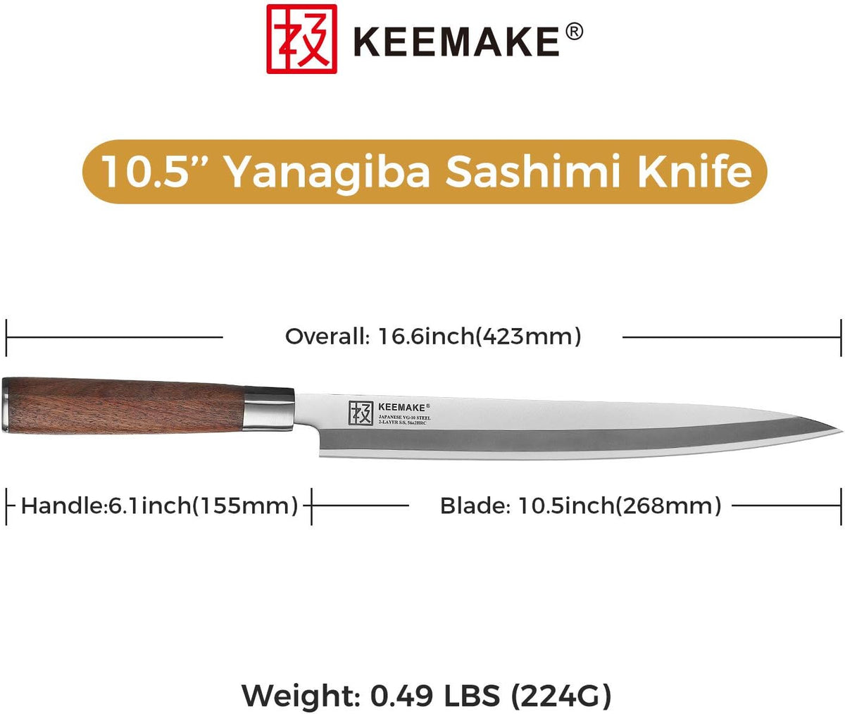 Deba Knife 6.5 inches, Chef Knife Single Bevel