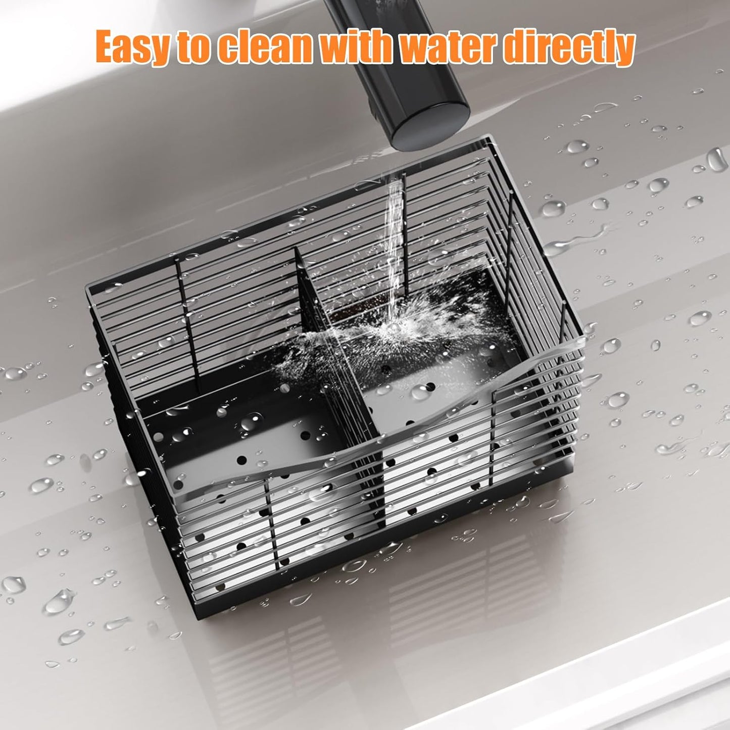 Extra Large Kitchen Utensil Holder Exquisite And Durable Kitchen Utensil Organizer，Knife Fork Spatula Utensils Drainage Rack Basket Accessories With Hooks, Rust Proof，Non-Slip Feet（4compartments）