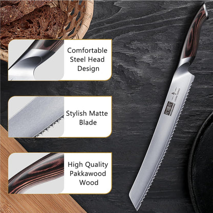 Bread Knife 10 inch, Ultra Sharp Japanese Serrated Bread Knife | Professional Japanese High Carbon Stainless Steel Bread Cutting Knife for Homemade Bread