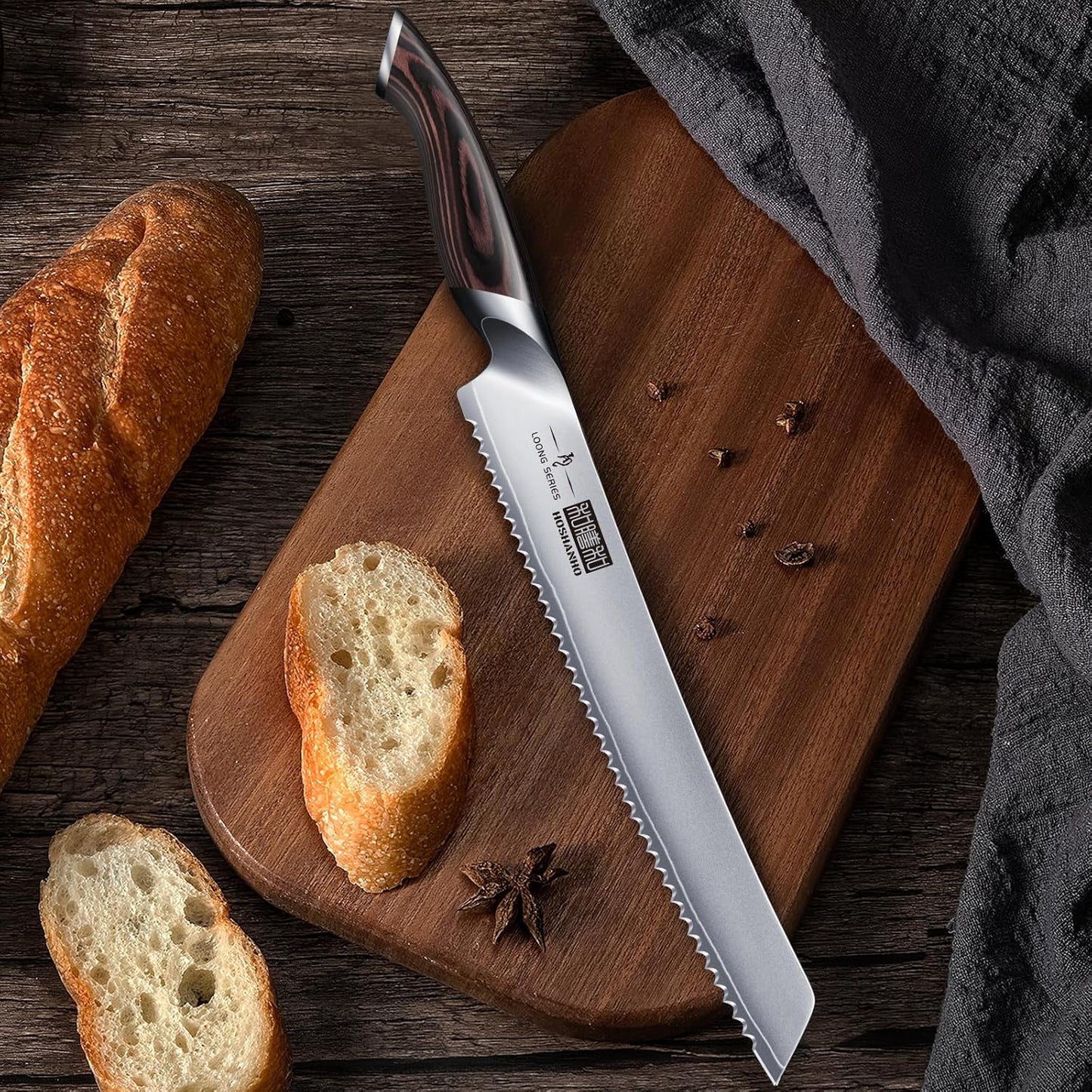 Bread Knife 10 inch, Ultra Sharp Japanese Serrated Bread Knife | Professional Japanese High Carbon Stainless Steel Bread Cutting Knife for Homemade Bread