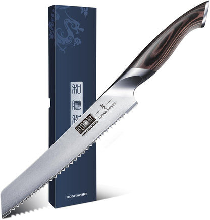 Bread Knife 10 inch, Ultra Sharp Japanese Serrated Bread Knife | Professional Japanese High Carbon Stainless Steel Bread Cutting Knife for Homemade Bread