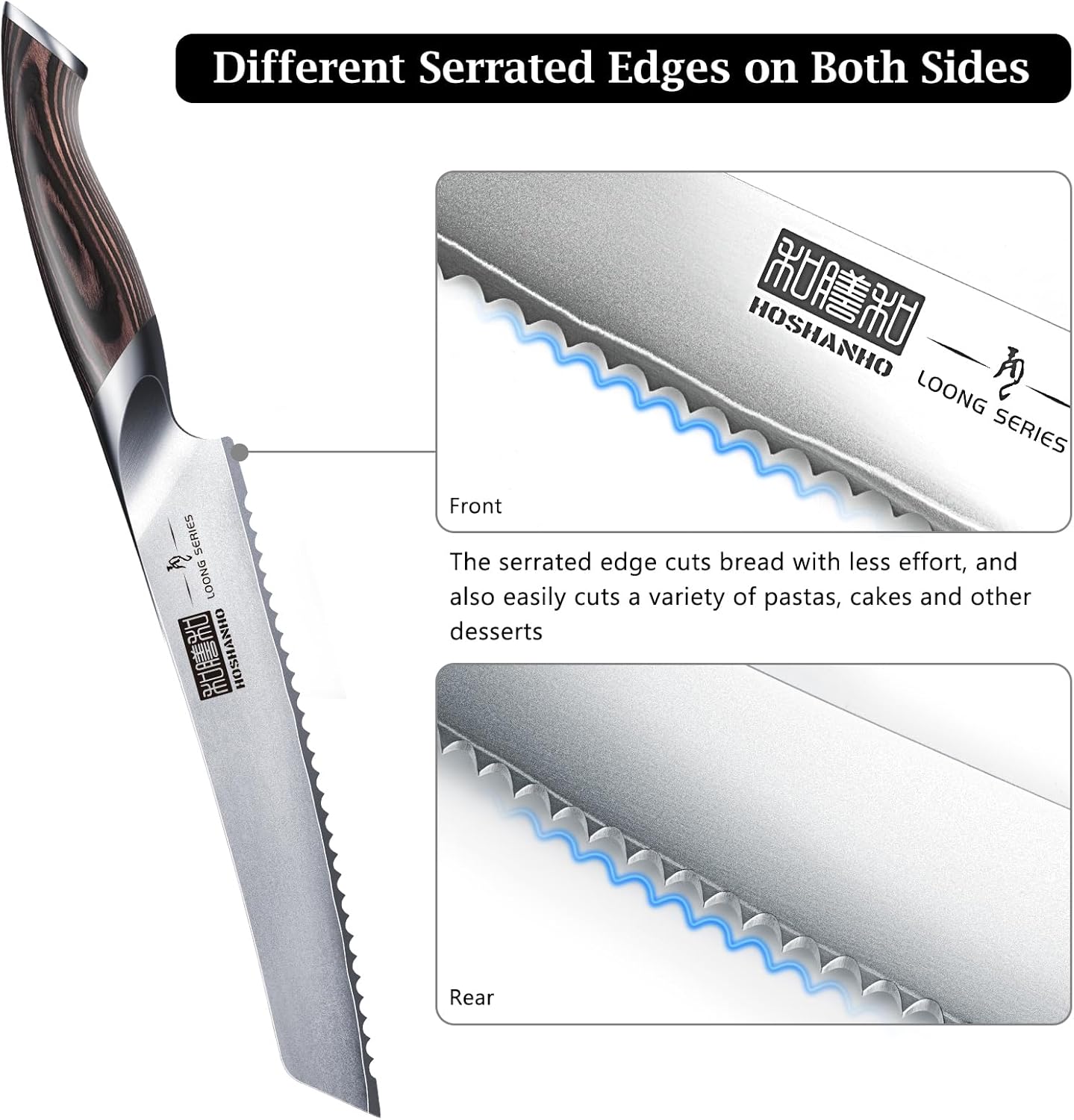 Bread Knife 10 inch, Ultra Sharp Japanese Serrated Bread Knife | Professional Japanese High Carbon Stainless Steel Bread Cutting Knife for Homemade Bread