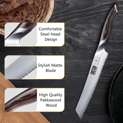 Bread Knife 10 inch, Ultra Sharp Japanese Serrated Bread Knife | Professional Japanese High Carbon Stainless Steel Bread Cutting Knife for Homemade Bread