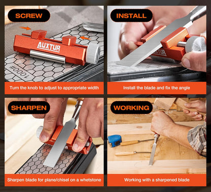 chisel sharpening jig with Honing Guide Tool Set for Woodworking,Flattening Stone,Complete Sharpening System Woodworking Tools for Chisel Sharpening and Plane Restoration(guide+stone)