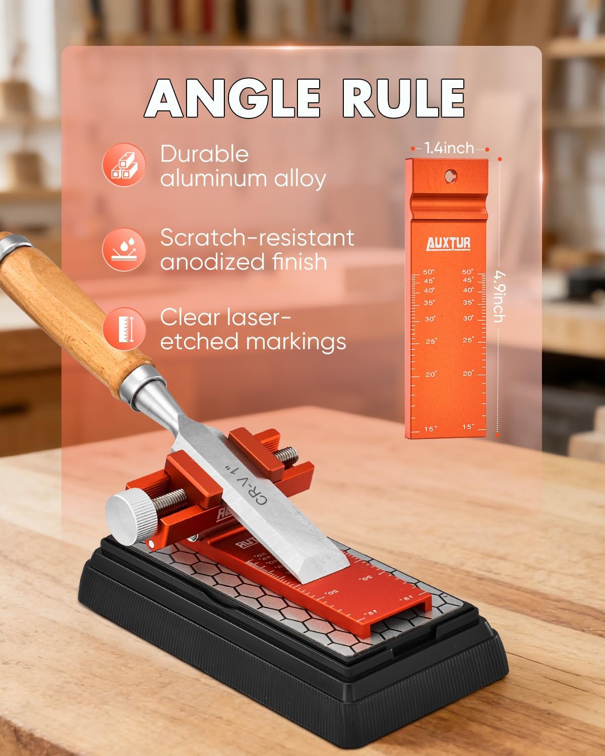 chisel sharpening jig with Honing Guide Tool Set for Woodworking,Flattening Stone,Complete Sharpening System Woodworking Tools for Chisel Sharpening and Plane Restoration(guide+stone)