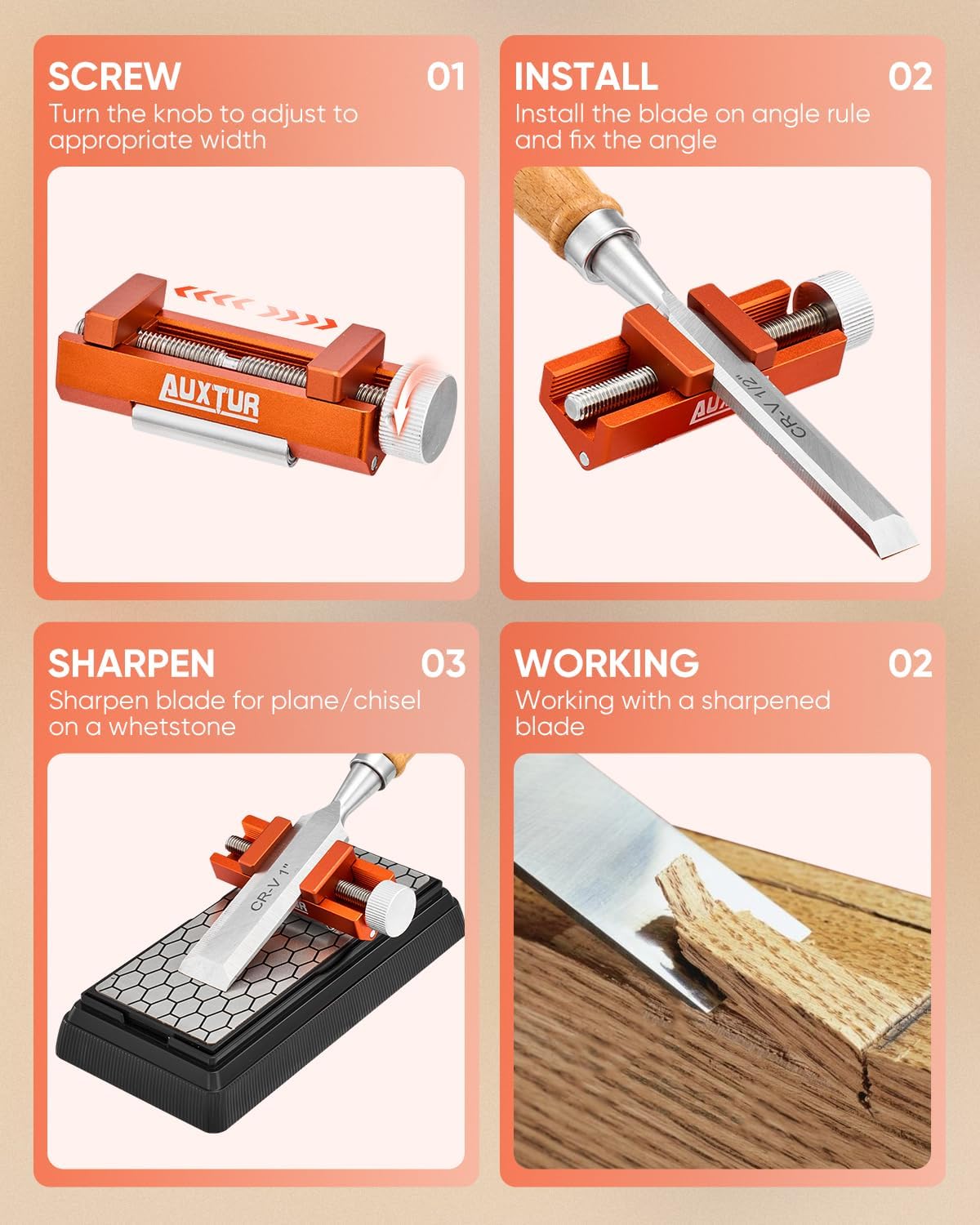 chisel sharpening jig with Honing Guide Tool Set for Woodworking,Flattening Stone,Complete Sharpening System Woodworking Tools for Chisel Sharpening and Plane Restoration(guide+stone)
