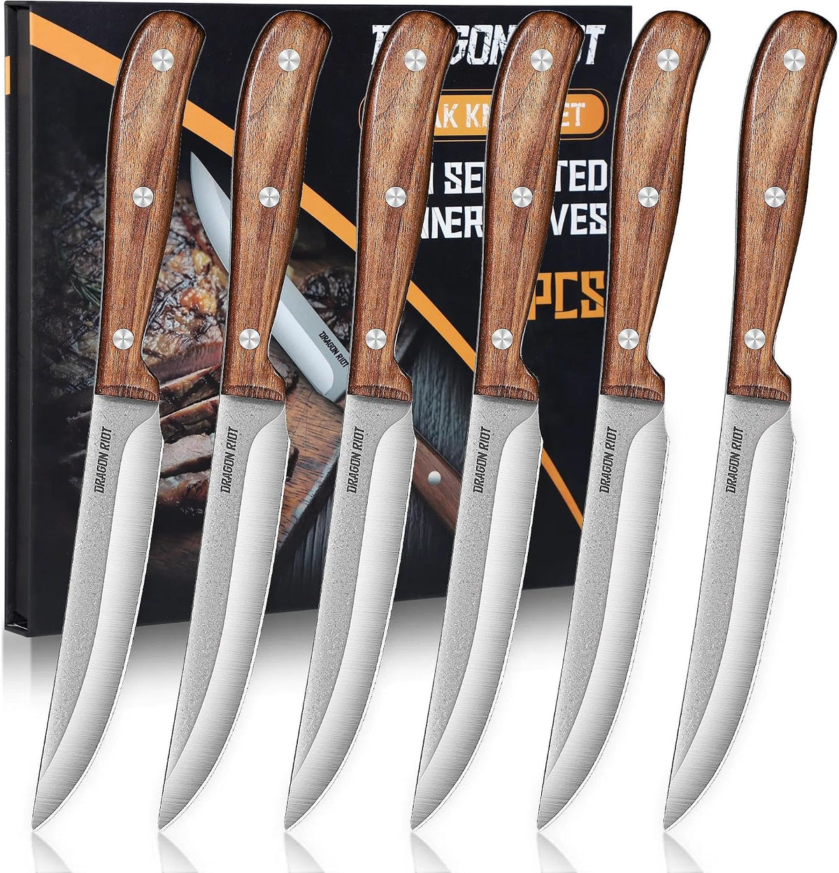 Steak Knives Set of 8, Ultra Sharp Steak Knife Set Japanese VG-10 Stainless Steel Non Serrated Steak Knives Full Tang Wood Handle with Gift Box