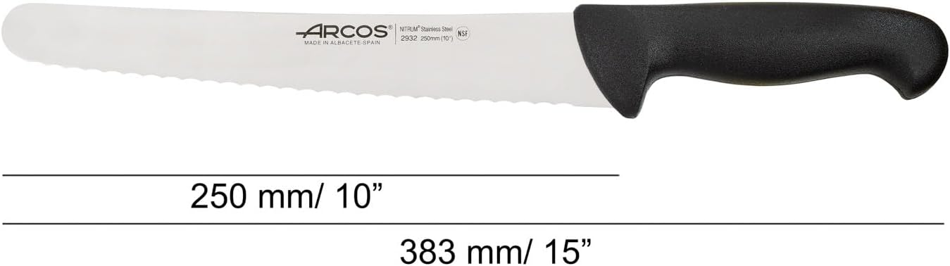 Pastry Knife/Cake Knife 10 Inches Nitrum Stainless Steel and 250 mm blade. Cut, section, and slice bases for cakes Ergonomic Polypropylene Handle. Series 2900. Color Black