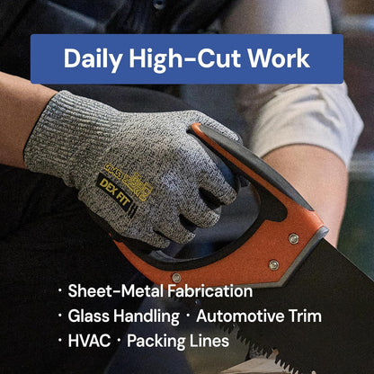 Cut Resistant Gloves Cru453 - ANSI A5, 3D Comfort Fit, Power Grip, Thin & Breathable, Touchscreen - Mechanic, Warehouse, Package Handler Gloves for Men & Women; Gray, S (7), 1 Pair