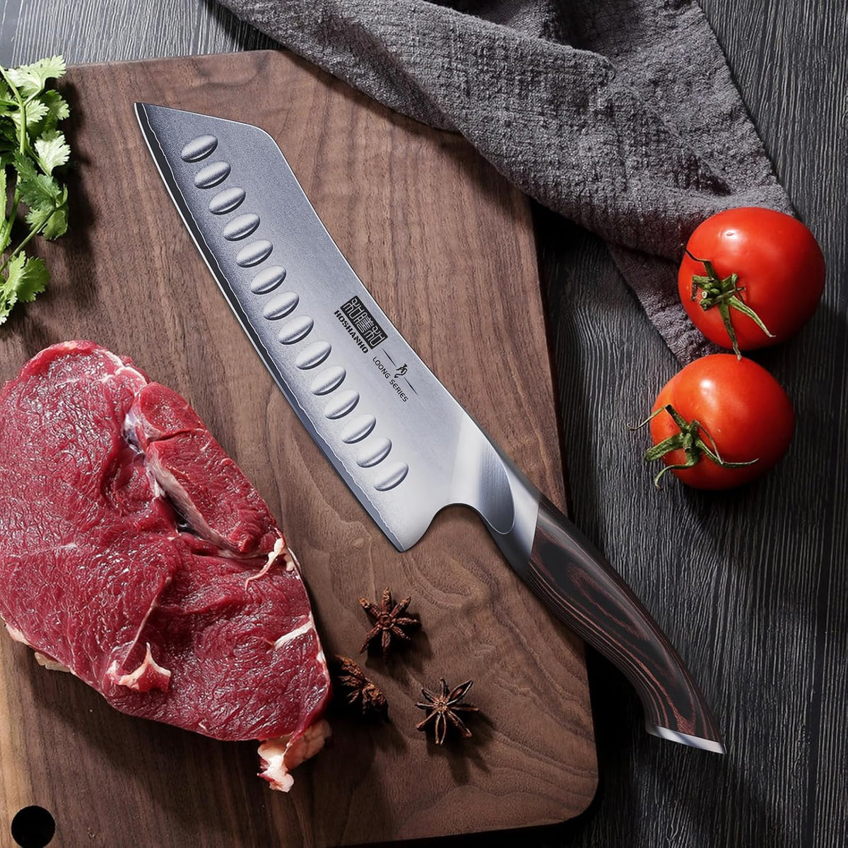 7 Inch Japanese Chef Knife, Ultra Sharp Kitchen Santoku Knives