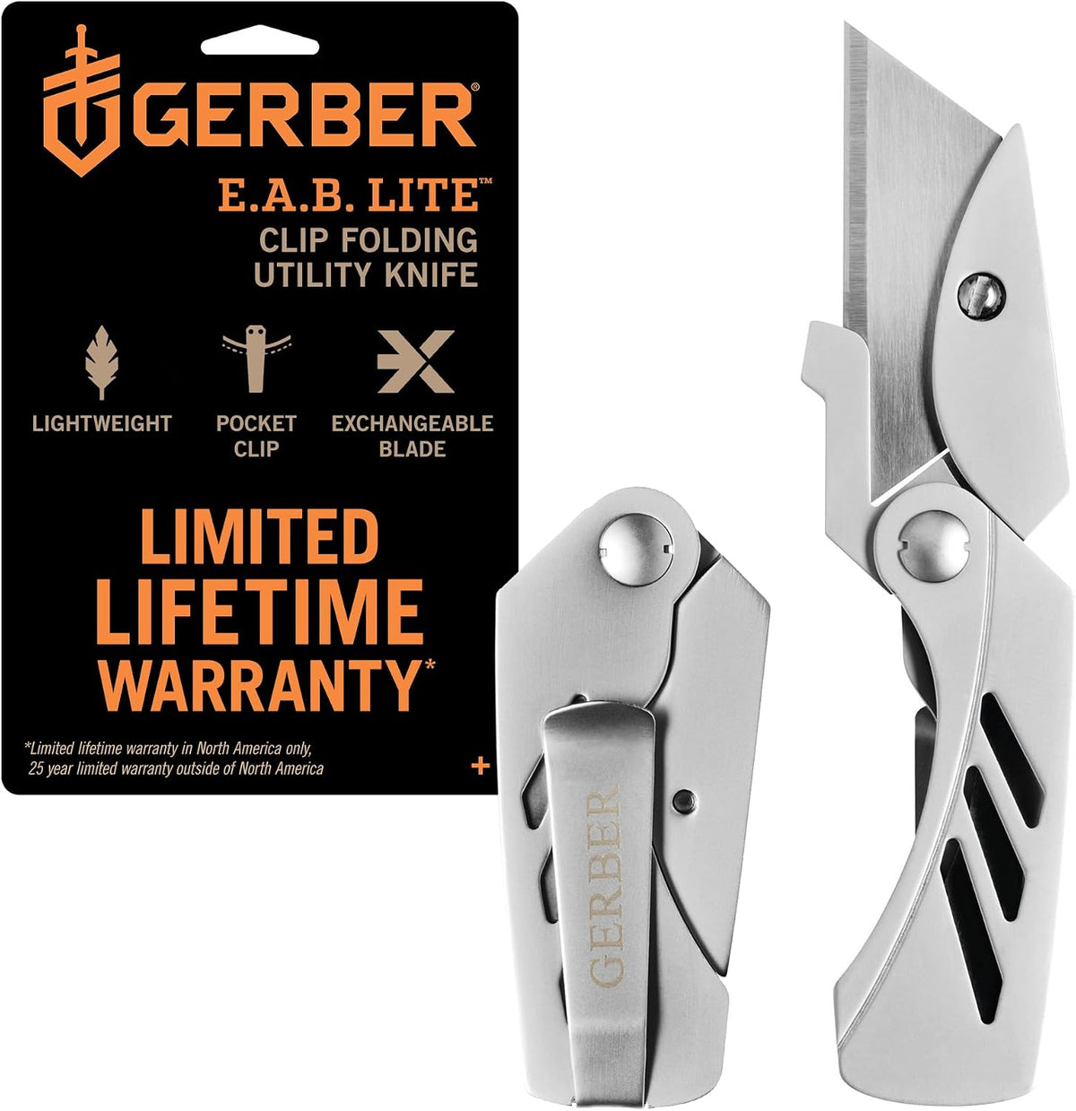 Gear EAB Lite Pocket Razor Knife with Money Clip - EDC Gear Folding Stainless Steel Utility Knife with Box Cutter Blade for Everyday Carry