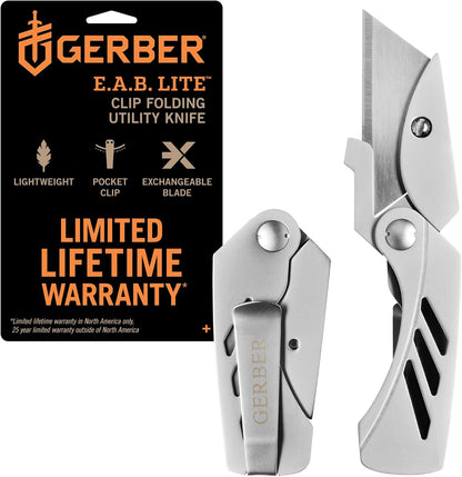 Gear EAB Lite Pocket Razor Knife with Money Clip - EDC Gear Folding Stainless Steel Utility Knife with Box Cutter Blade for Everyday Carry