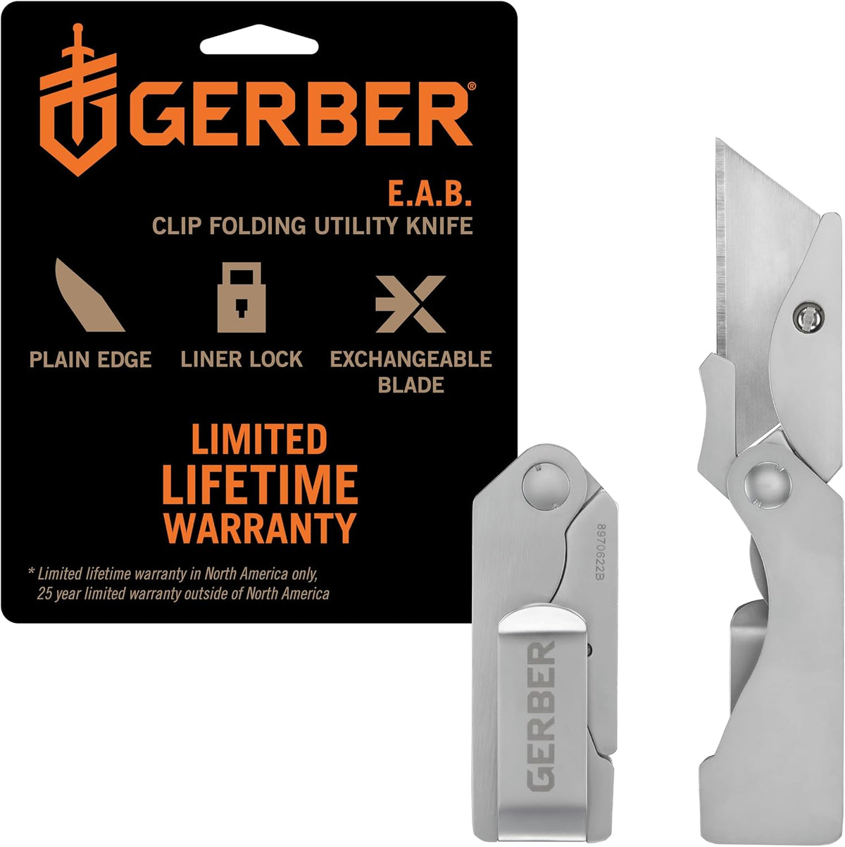 Gear EAB Lite Pocket Razor Knife with Money Clip - EDC Gear Folding Stainless Steel Utility Knife with Box Cutter Blade for Everyday Carry