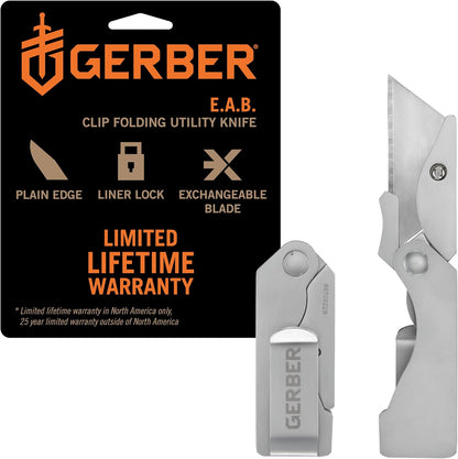 Gear EAB Lite Pocket Razor Knife with Money Clip - EDC Gear Folding Stainless Steel Utility Knife with Box Cutter Blade for Everyday Carry