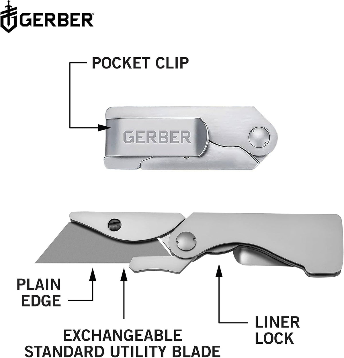 Gear EAB Lite Pocket Razor Knife with Money Clip - EDC Gear Folding Stainless Steel Utility Knife with Box Cutter Blade for Everyday Carry