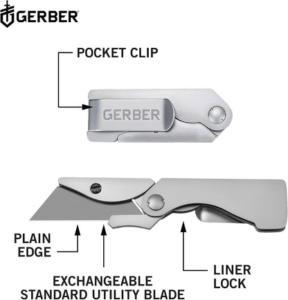 Gear EAB Lite Pocket Razor Knife with Money Clip - EDC Gear Folding Stainless Steel Utility Knife with Box Cutter Blade for Everyday Carry