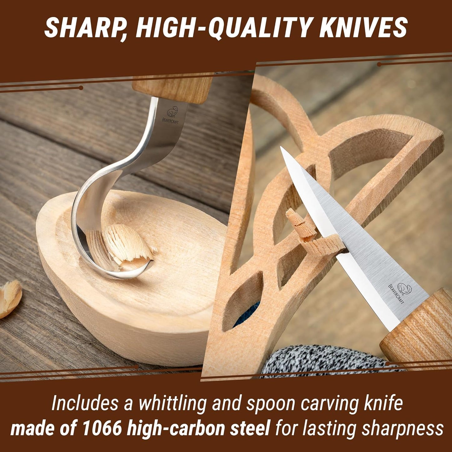 Wood Spoon Carving Kit for Beginners DIY04 - Whittling Set Includes Spoon Carving Tools, Sloyd Whittling Knife Hook Knife, Basswood Blank - Woodworking Hobby Kit for Adults & Kids