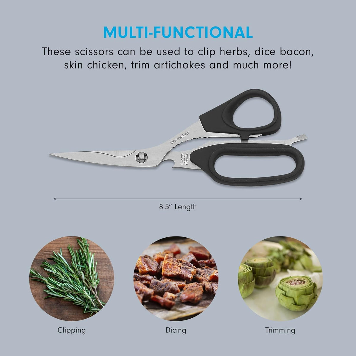 8.5-Inch Take-Apart Utility Shears, Black - Includes Screwdriver, Nut Cracker, Jar Lid Opener/Gripper, Bottle Opener & Bone + Twig Cutter - Suitable for Right-Handed Users