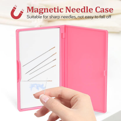 Magnetic Needles Case: 4.3' Portable Hand Sewing Needle Case Pin Holder for Home & Travel - Small Magnetic Box for Knife Blades, Pins, Cross Stitch Supplies Organizer