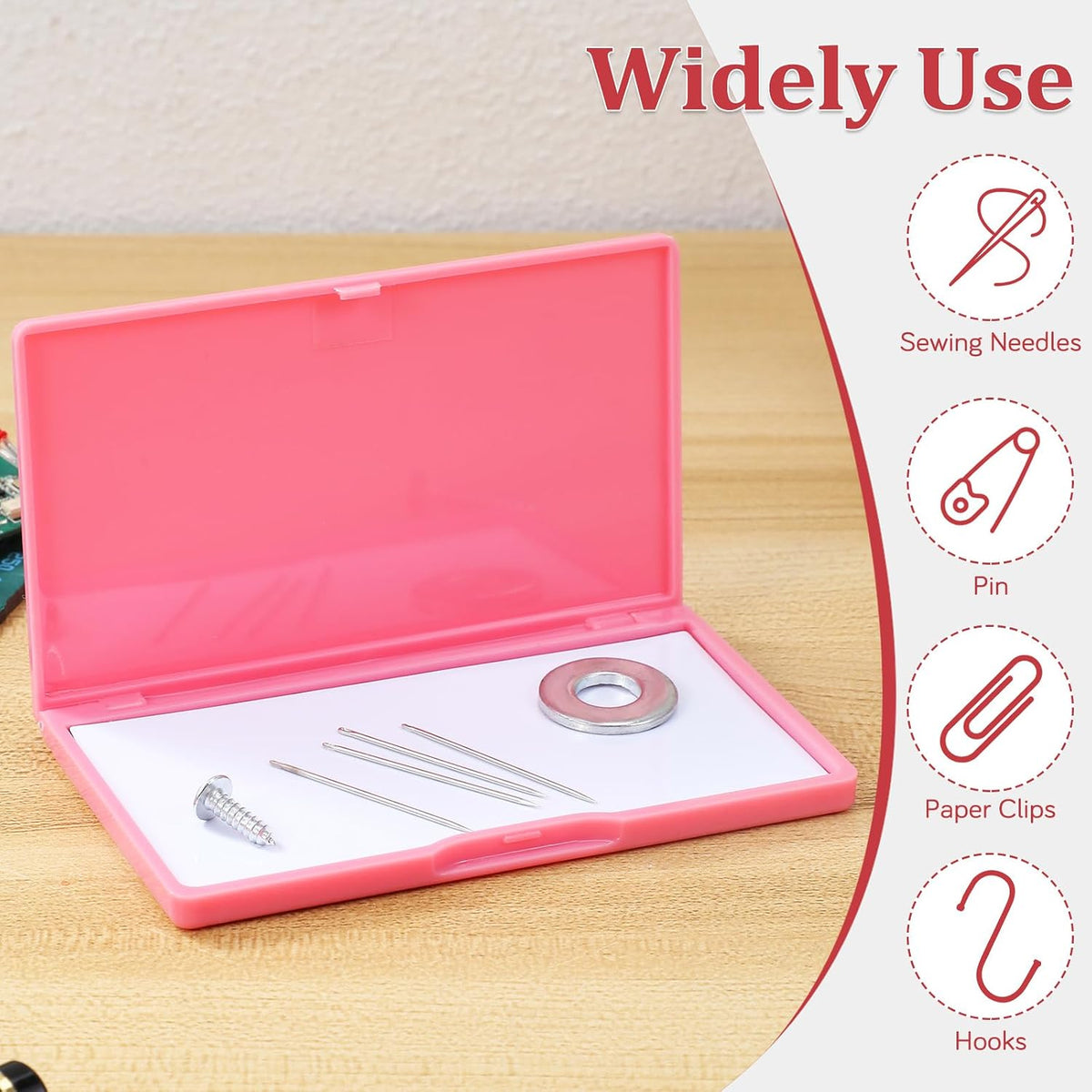 Magnetic Needles Case: 4.3' Portable Hand Sewing Needle Case Pin Holder for Home & Travel - Small Magnetic Box for Knife Blades, Pins, Cross Stitch Supplies Organizer