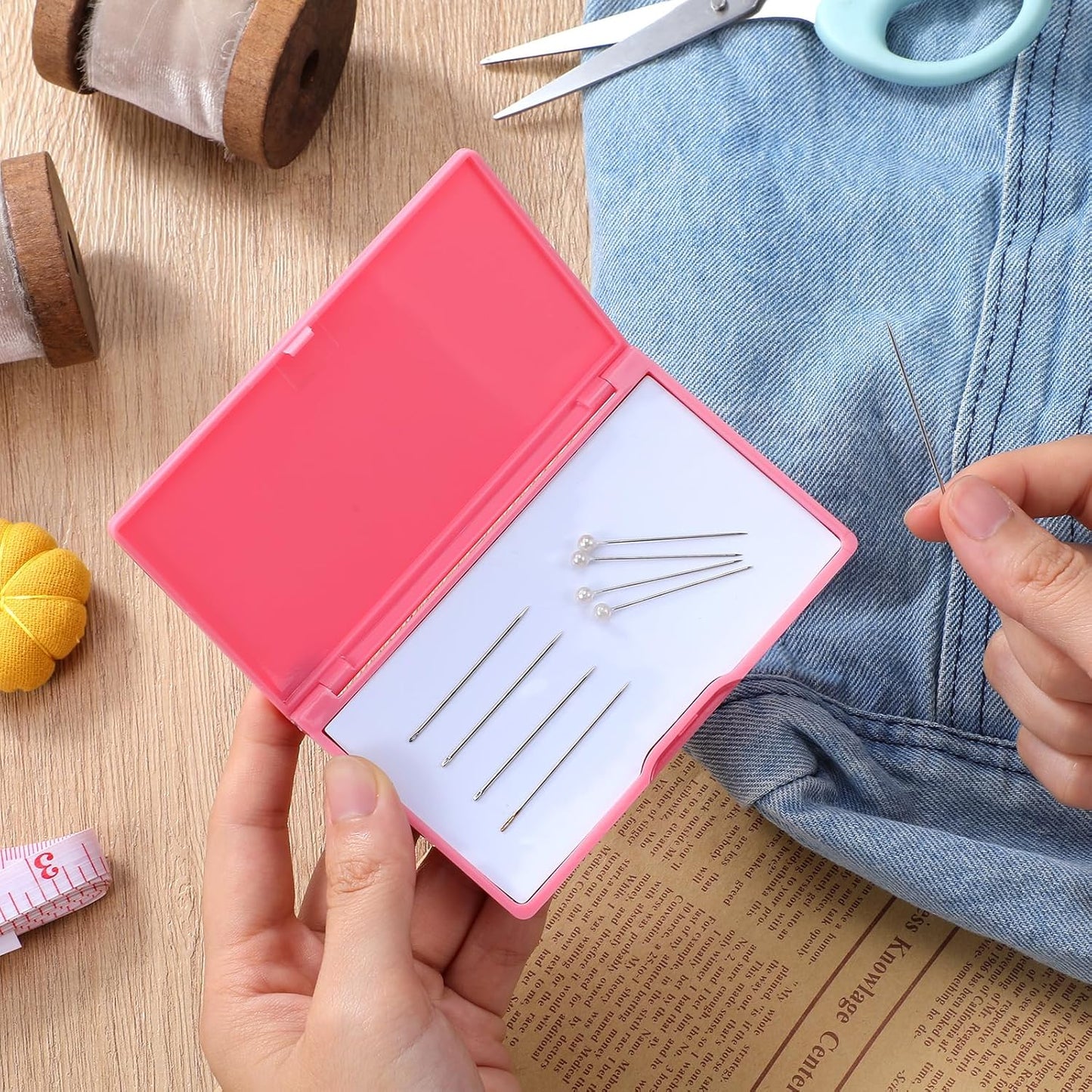 Magnetic Needles Case: 4.3' Portable Hand Sewing Needle Case Pin Holder for Home & Travel - Small Magnetic Box for Knife Blades, Pins, Cross Stitch Supplies Organizer