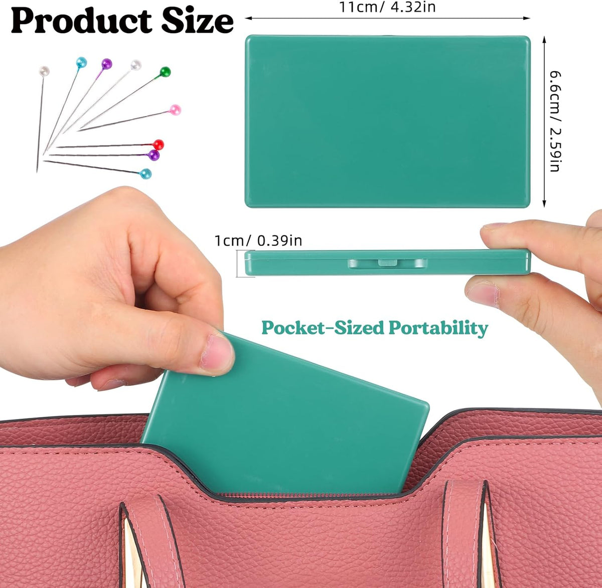 Magnetic Needles Case: 4.3' Portable Hand Sewing Needle Case Pin Holder for Home & Travel - Small Magnetic Box for Knife Blades, Pins, Cross Stitch Supplies Organizer
