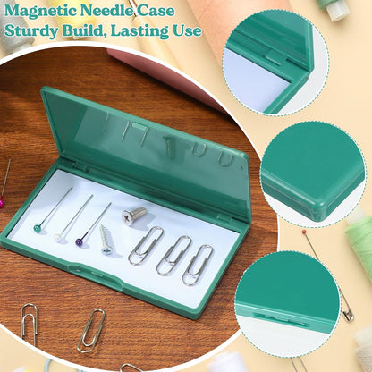 Magnetic Needles Case: 4.3' Portable Hand Sewing Needle Case Pin Holder for Home & Travel - Small Magnetic Box for Knife Blades, Pins, Cross Stitch Supplies Organizer