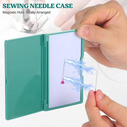 Magnetic Needles Case: 4.3' Portable Hand Sewing Needle Case Pin Holder for Home & Travel - Small Magnetic Box for Knife Blades, Pins, Cross Stitch Supplies Organizer