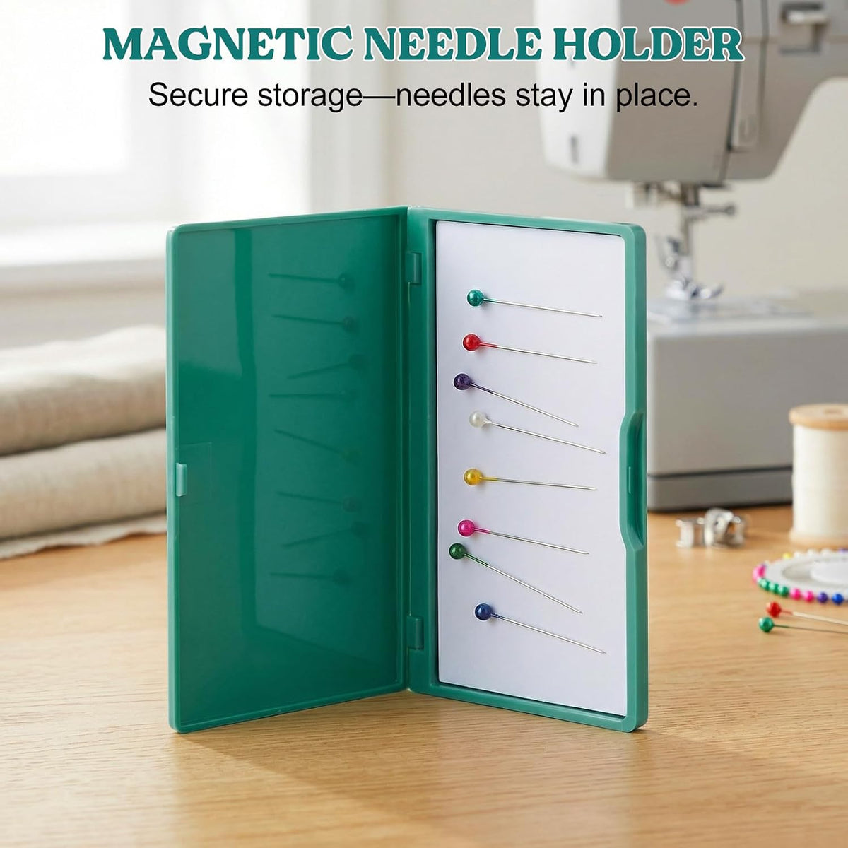 Magnetic Needles Case: 4.3' Portable Hand Sewing Needle Case Pin Holder for Home & Travel - Small Magnetic Box for Knife Blades, Pins, Cross Stitch Supplies Organizer