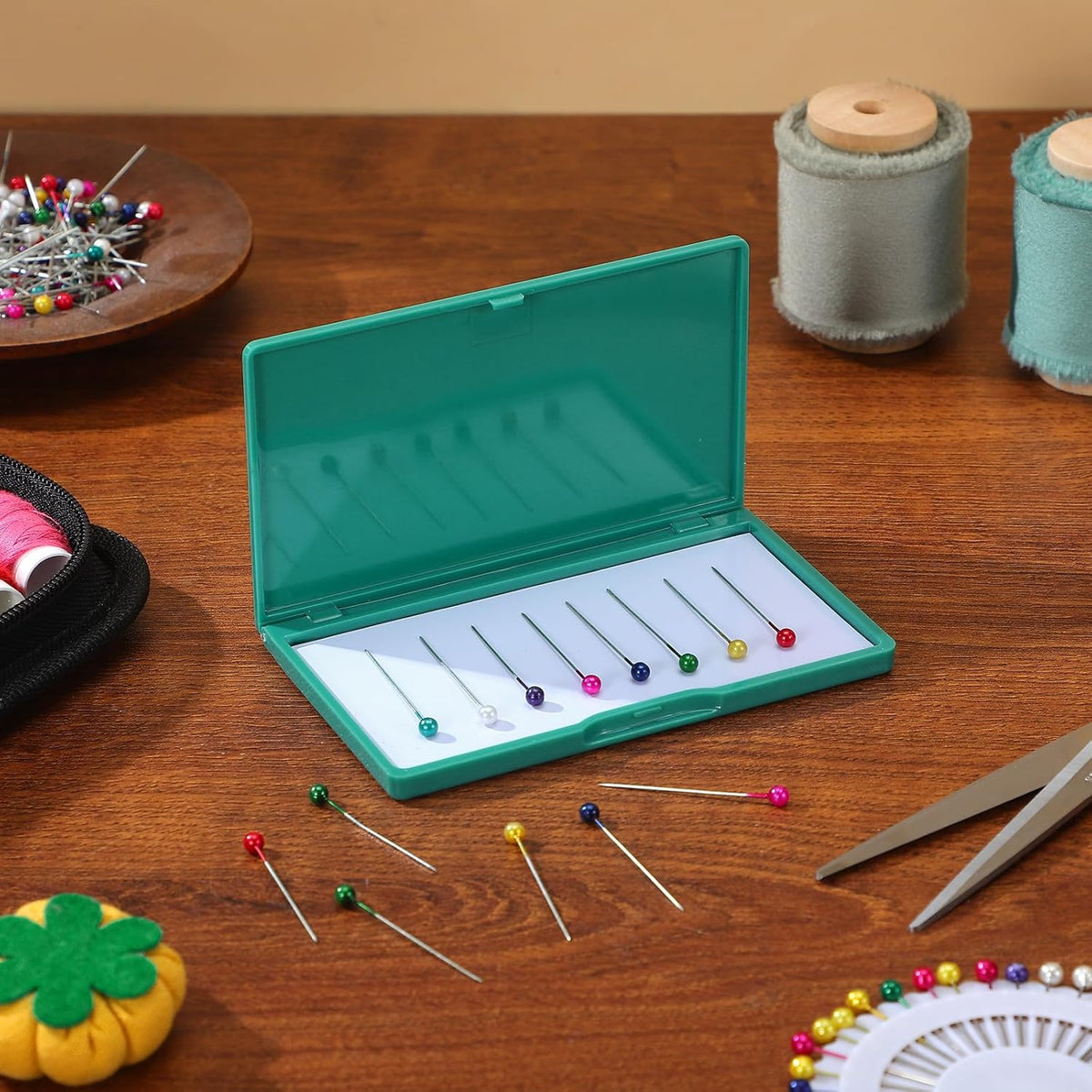 Magnetic Needles Case: 4.3' Portable Hand Sewing Needle Case Pin Holder for Home & Travel - Small Magnetic Box for Knife Blades, Pins, Cross Stitch Supplies Organizer