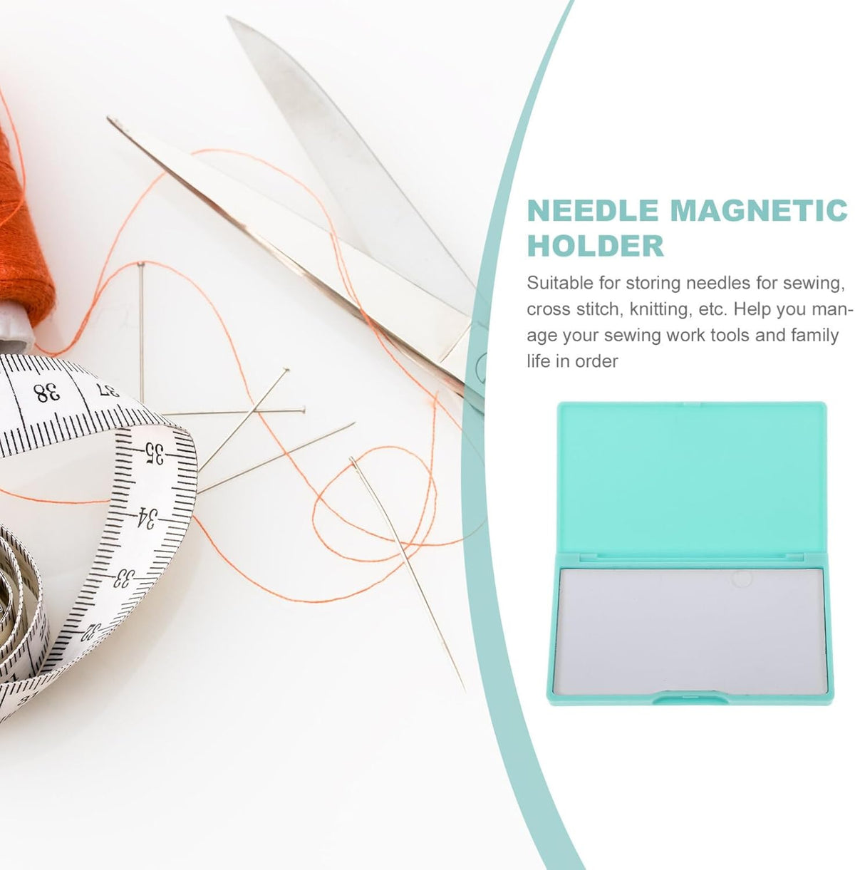 Magnetic Needles Case: 4.3' Portable Hand Sewing Needle Case Pin Holder for Home & Travel - Small Magnetic Box for Knife Blades, Pins, Cross Stitch Supplies Organizer
