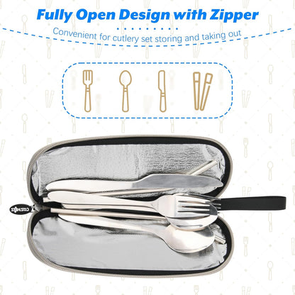 Cosmos Portable Travel Felt Tableware Carrying Storage Case Zipper Bag for Cutlery Kit Flatware Chopsticks Spoon Fork in Camping Travel Picnic Office