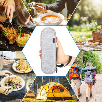 Cosmos Portable Travel Felt Tableware Carrying Storage Case Zipper Bag for Cutlery Kit Flatware Chopsticks Spoon Fork in Camping Travel Picnic Office