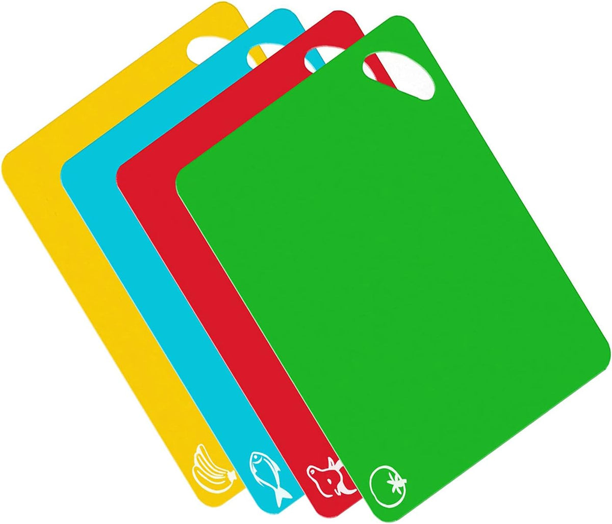 Heavy Duty Grip Flexible Cutting Board, Plasitc Cutting Board Mats Set Better Use for Kitchen RV Bar BBQ, Thicker Chopping Board (1.2mm), BPA Free (Multi-color: Set of 4)