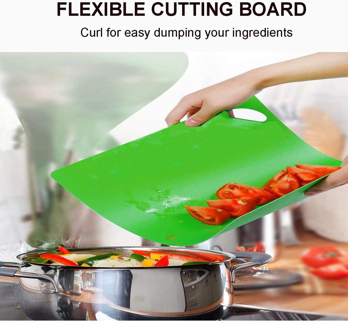 Heavy Duty Grip Flexible Cutting Board, Plasitc Cutting Board Mats Set Better Use for Kitchen RV Bar BBQ, Thicker Chopping Board (1.2mm), BPA Free (Multi-color: Set of 4)