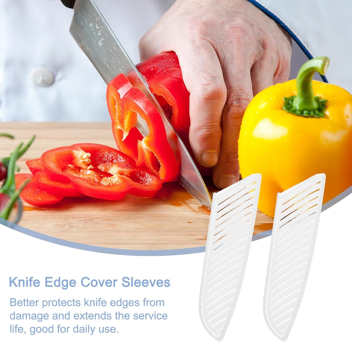 10Pcs Knife Cover Sleeves Blade Edge Guards for 7" Santoku Knife Protector Universal Knife Sheath for Kitchen, White