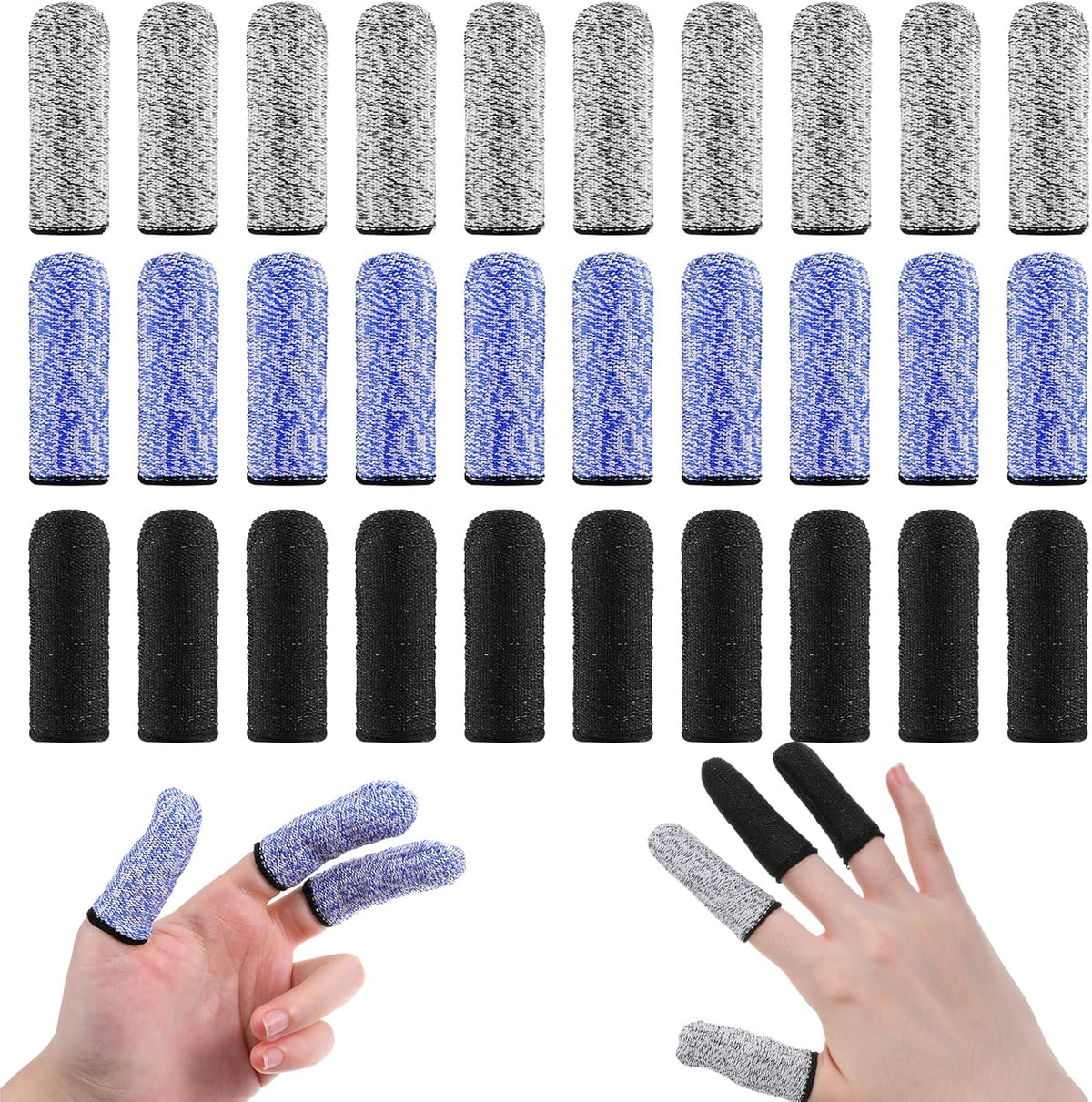 Finger Covers for Cuts, 30 Pcs Reusable Non Slip Finger Cots Breathable Finger Tips Protector Thumb Guard for Kitchen Garden Work Sculpture