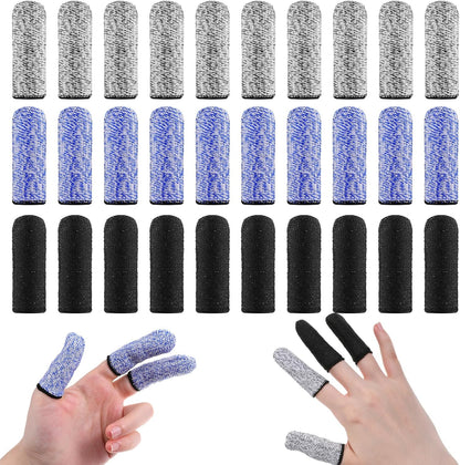 Finger Covers for Cuts, 30 Pcs Reusable Non Slip Finger Cots Breathable Finger Tips Protector Thumb Guard for Kitchen Garden Work Sculpture