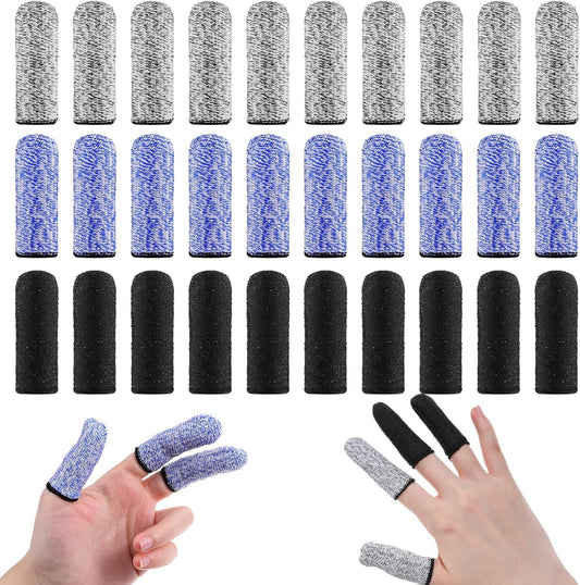 Finger Covers for Cuts, 30 Pcs Reusable Non Slip Finger Cots Breathable Finger Tips Protector Thumb Guard for Kitchen Garden Work Sculpture