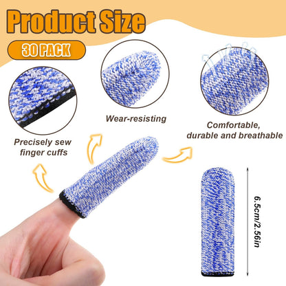 Finger Covers for Cuts, 30 Pcs Reusable Non Slip Finger Cots Breathable Finger Tips Protector Thumb Guard for Kitchen Garden Work Sculpture