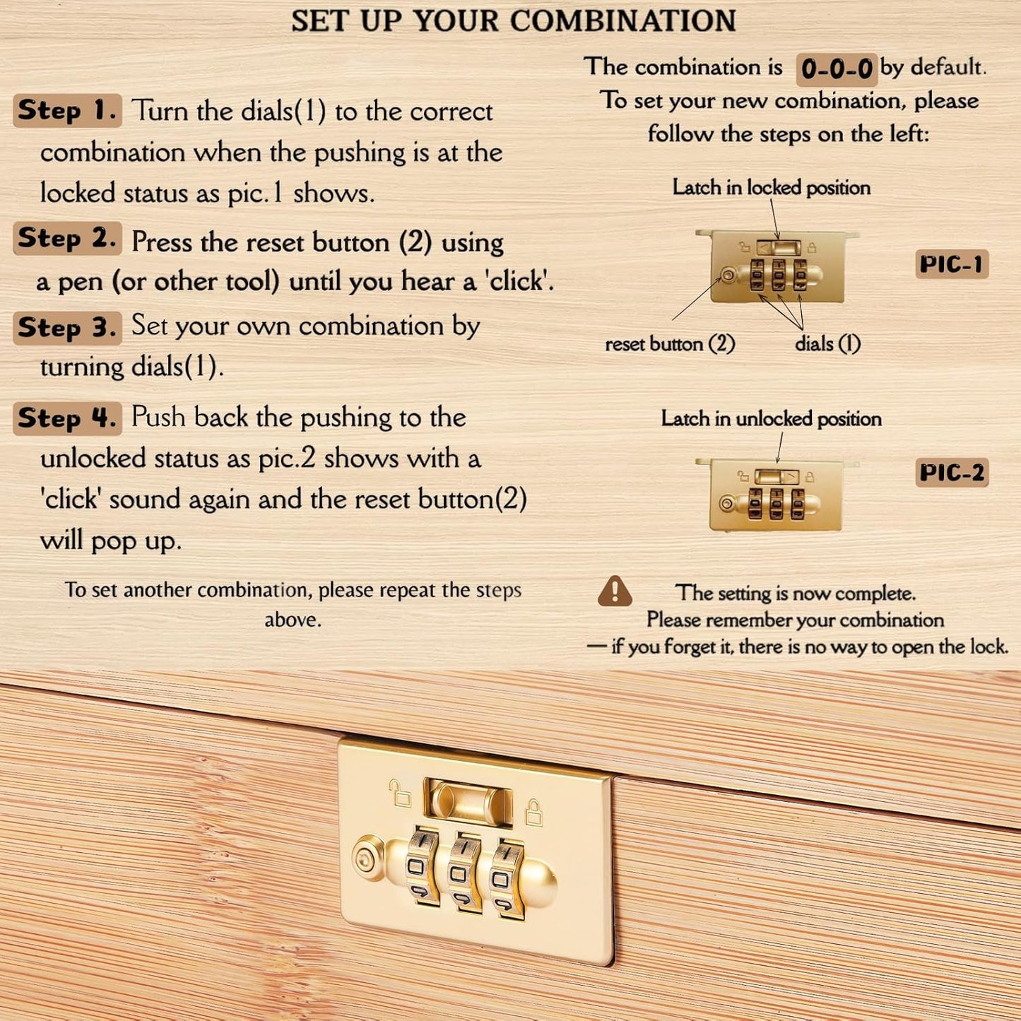 Upgraded Lockable Large Bamboo Knife Storage Box with Magnetic Removable Knife Blocks for Easy, Quick and Safe Culinary Tools Storage, Keyless Kitchen Combination Lock Box, Great Kitchen Gifts