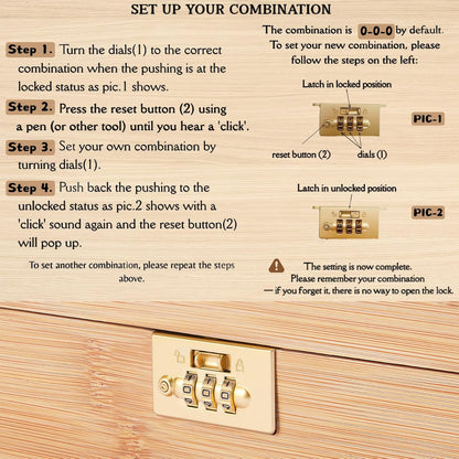 Upgraded Lockable Large Bamboo Knife Storage Box with Magnetic Removable Knife Blocks for Easy, Quick and Safe Culinary Tools Storage, Keyless Kitchen Combination Lock Box, Great Kitchen Gifts