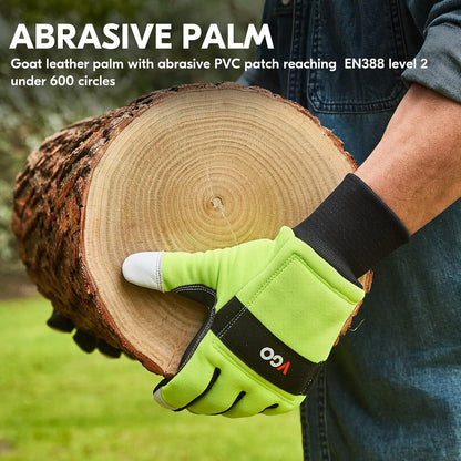 ... Chainsaw Gloves, 12-Layer Chainsaw Protection on Both Hand Back, leather Work Gloves, Mechanic Gloves