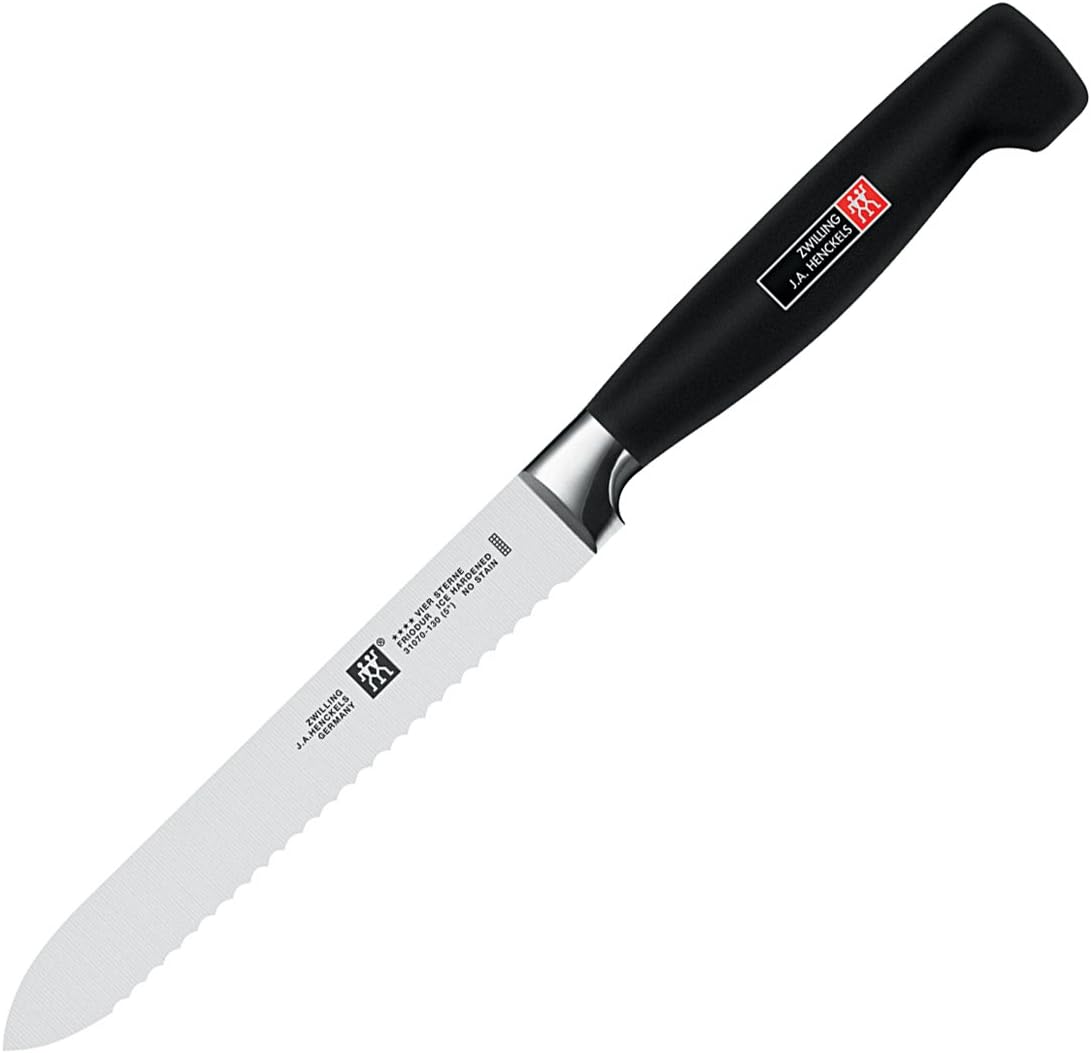 Professional S 5-inch Razor-Sharp German Serrated Utility Knife, Made in Company-Owned German Factory with Special Formula Steel perfected for almost 300 Years, Dishwasher Safe