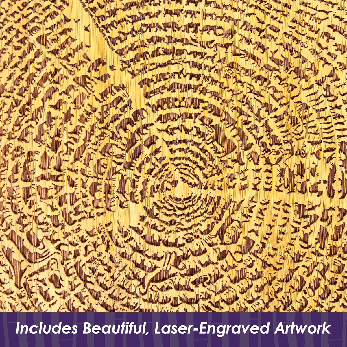 Tree of Life Bamboo Serving and Cutting Board with Laser-Engraved Animal Artwork