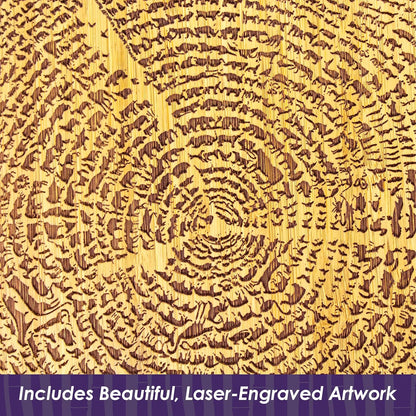 Tree of Life Bamboo Serving and Cutting Board with Laser-Engraved Animal Artwork