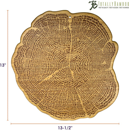 Tree of Life Bamboo Serving and Cutting Board with Laser-Engraved Animal Artwork